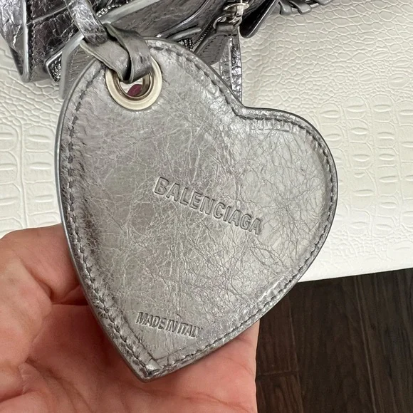Balenciaga Neo Cagole City Bag Leather with Crystals XS - Metallic Silver - Picture 6 of 16